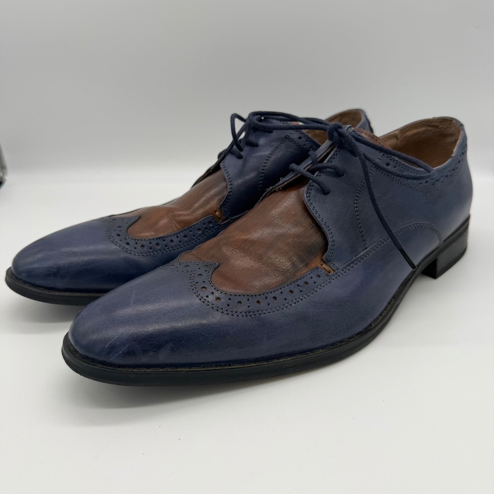 Fratelli Select Mens Two Tone Blue Brown Leather Wingtip Oxfords 2407-17 12MV